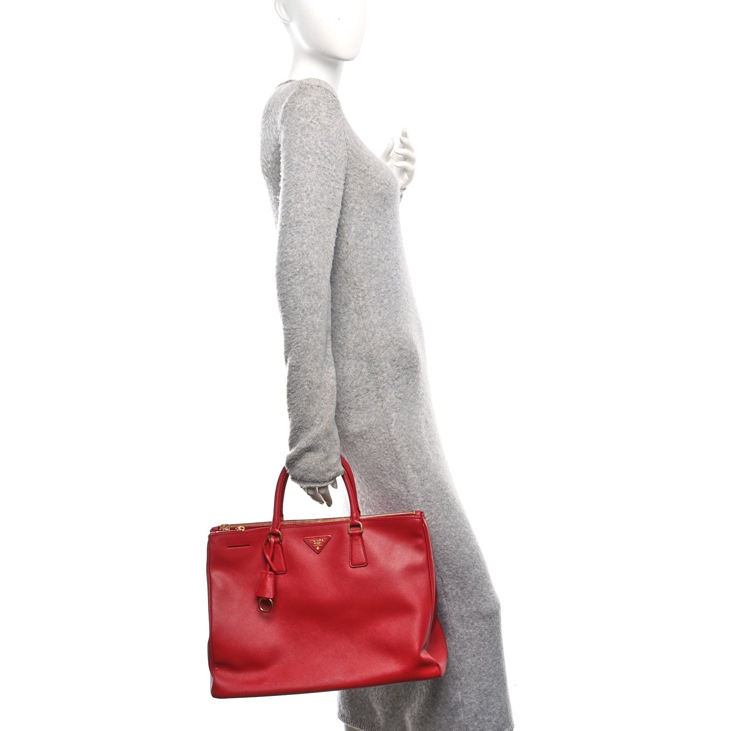 Saffiano Lux Extra Large Galleria Double Zip Tote Fuoco