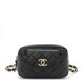 Lambskin Quilted Waist Bag Black