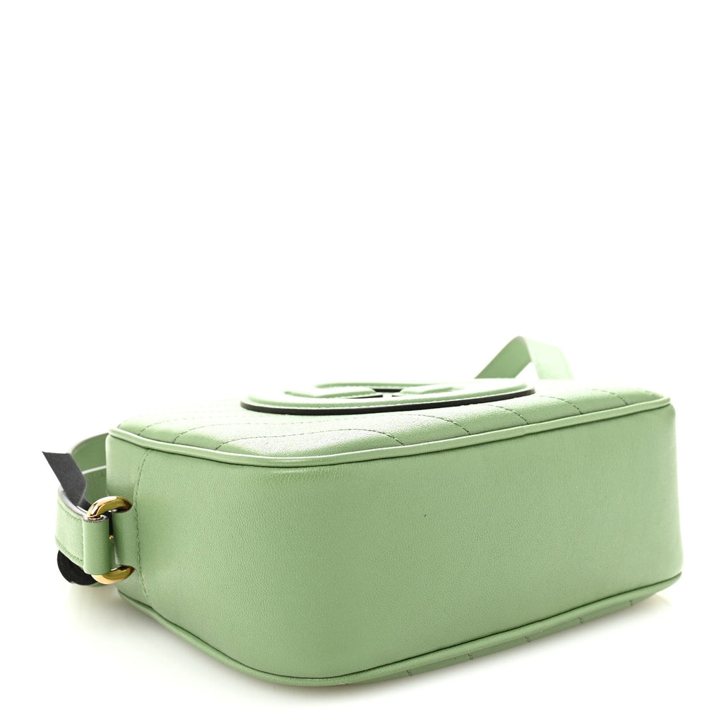 Sakai Be Green Calfskin Diagonal Stitched Small Blondie Shoulder Bag Green Soil Grass