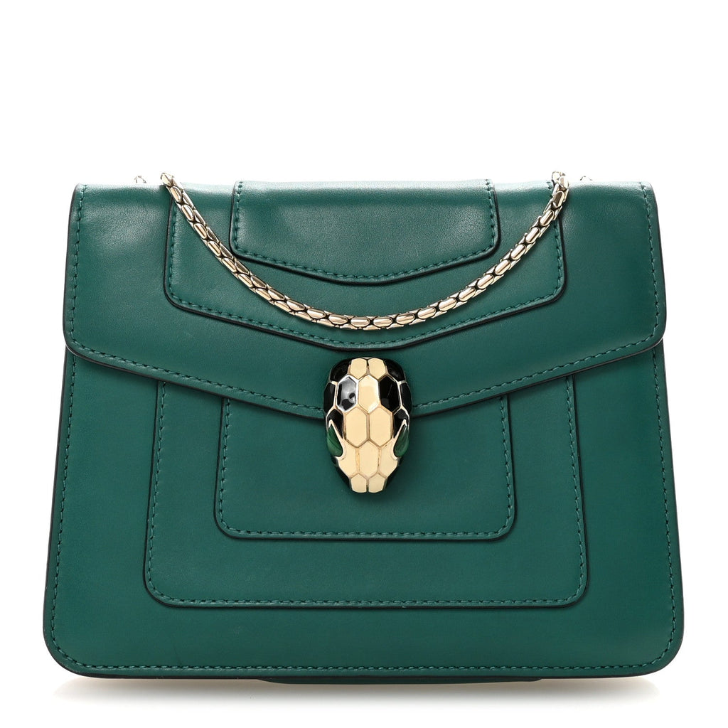 Calfskin Small Serpenti Forever Snake Strap Crossbody Bag Emerald Green
