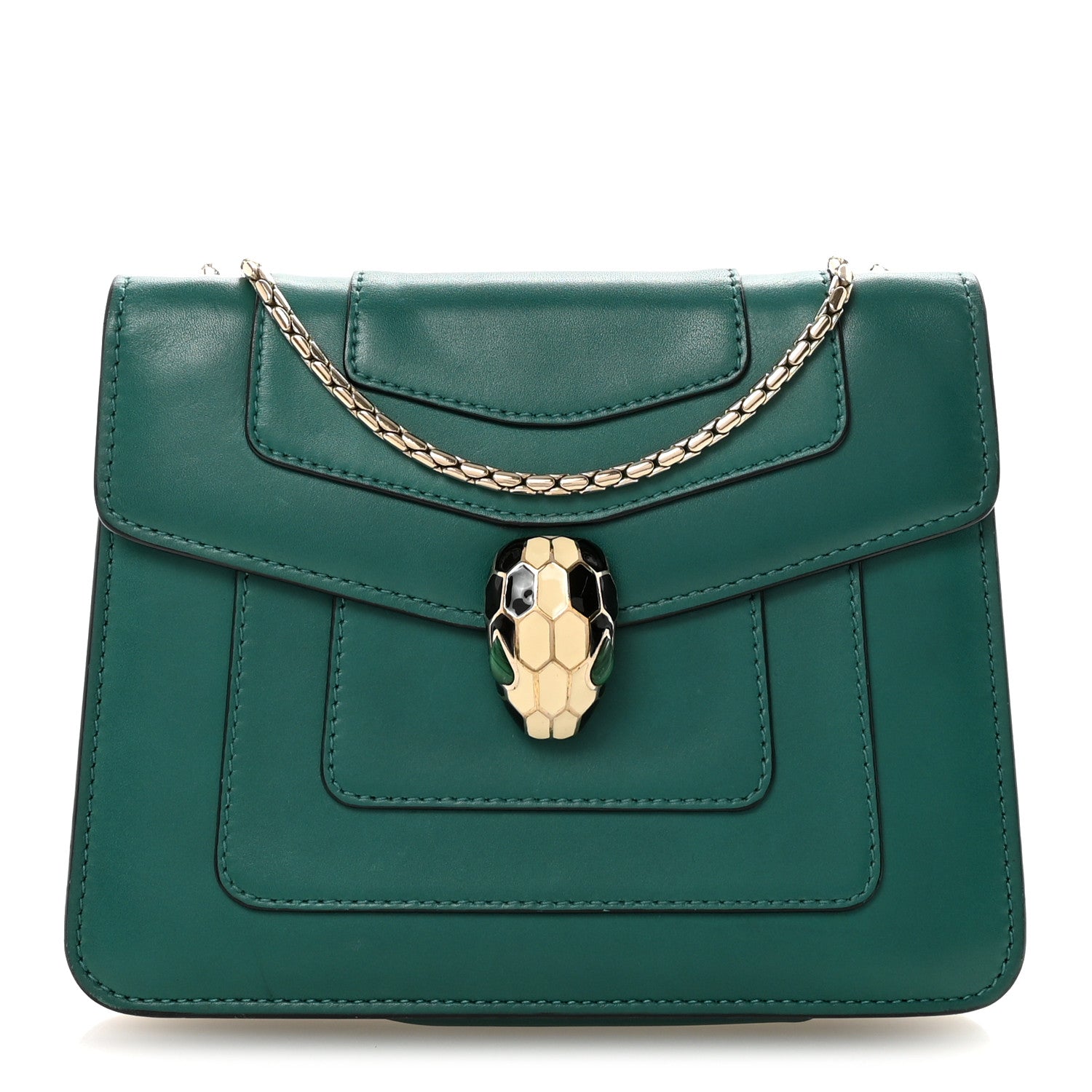 Calfskin Small Serpenti Forever Snake Strap Crossbody Bag Emerald Green
