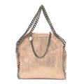 Metallic Woven Raffia Mini Falabella Fold Over Tote Pink