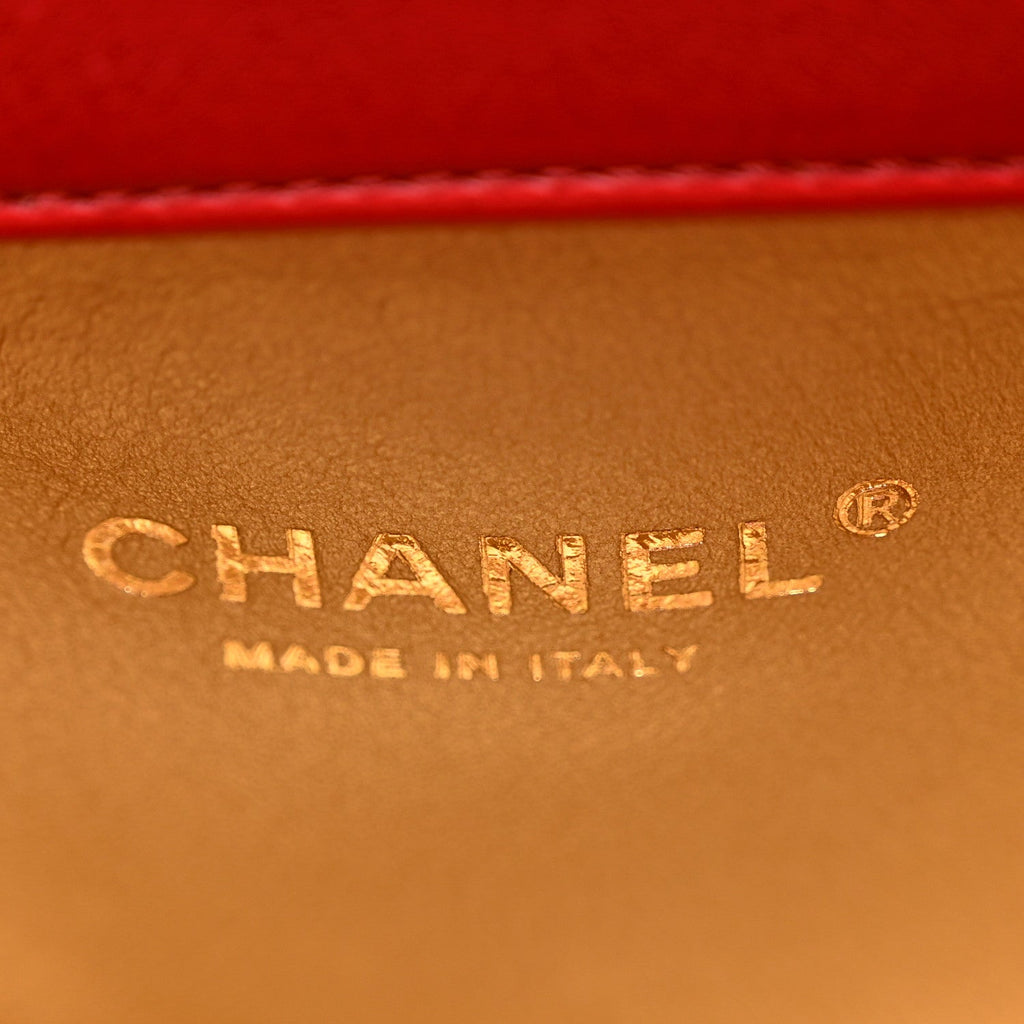 Lambskin Quilted Small Multiple Chain Flap Red