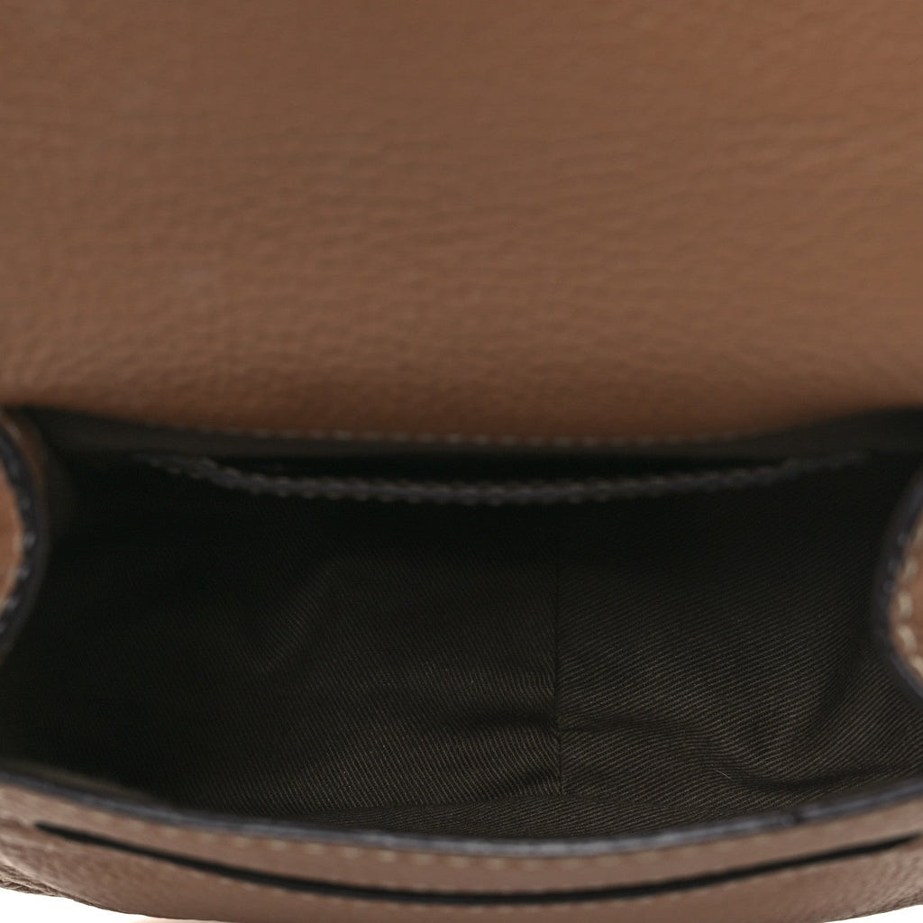 Calfskin Mini Marcie Round Crossbody Bag Nut