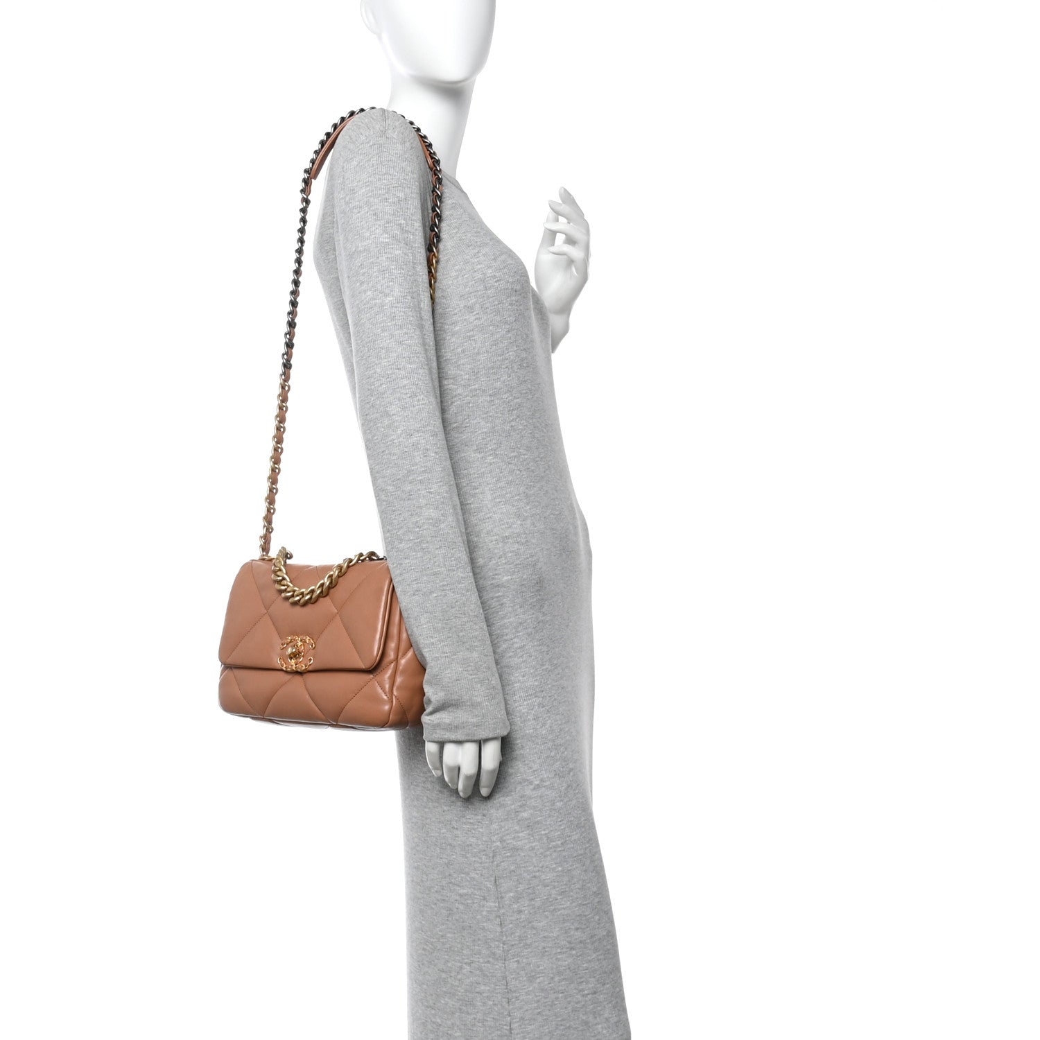 Lambskin Quilted Medium Chanel 19 Flap Brown