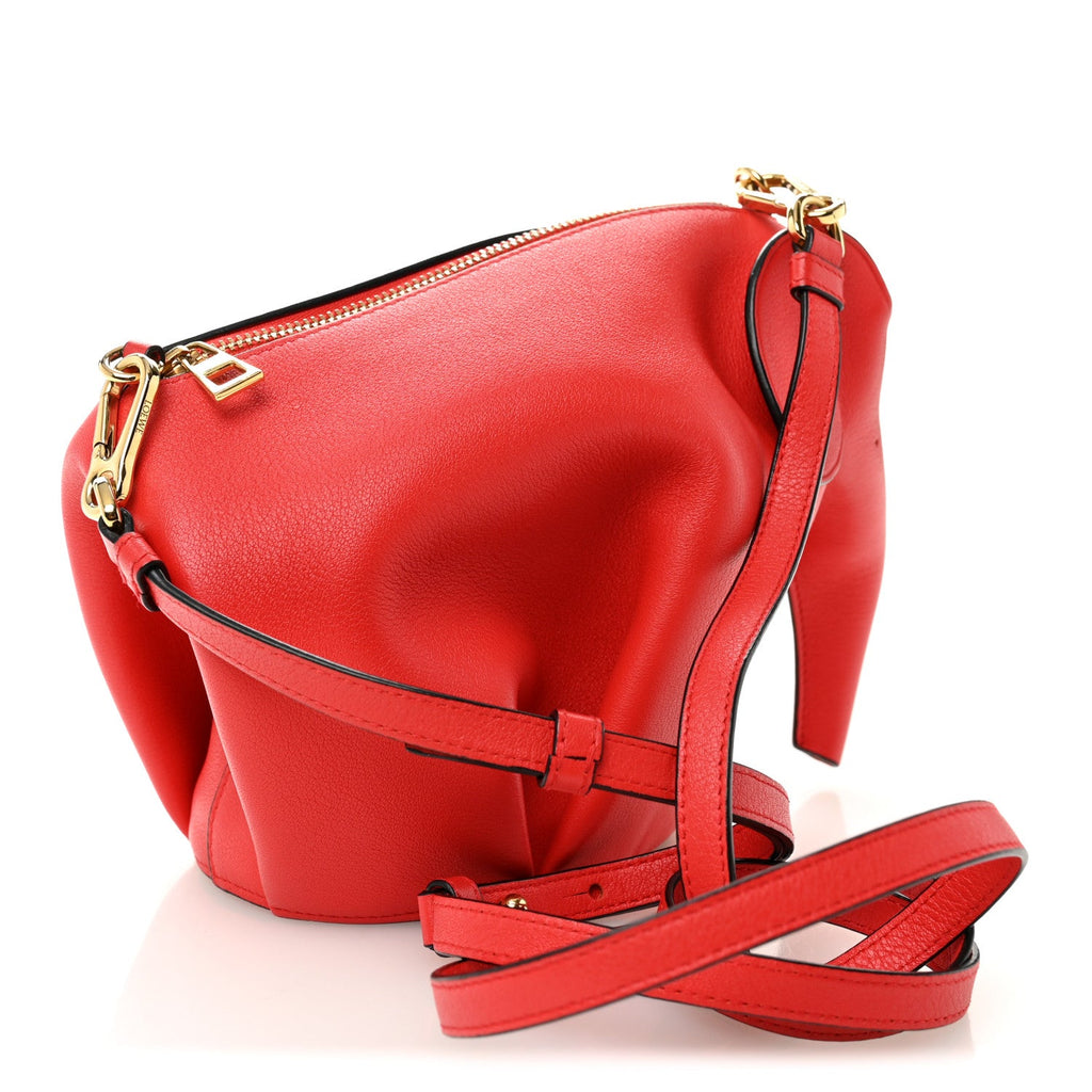 Calfskin Mini Elephant Crossbody Bag Scarlet Red