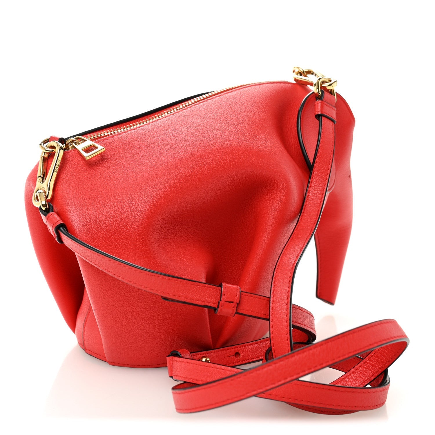 Calfskin Mini Elephant Crossbody Bag Scarlet Red
