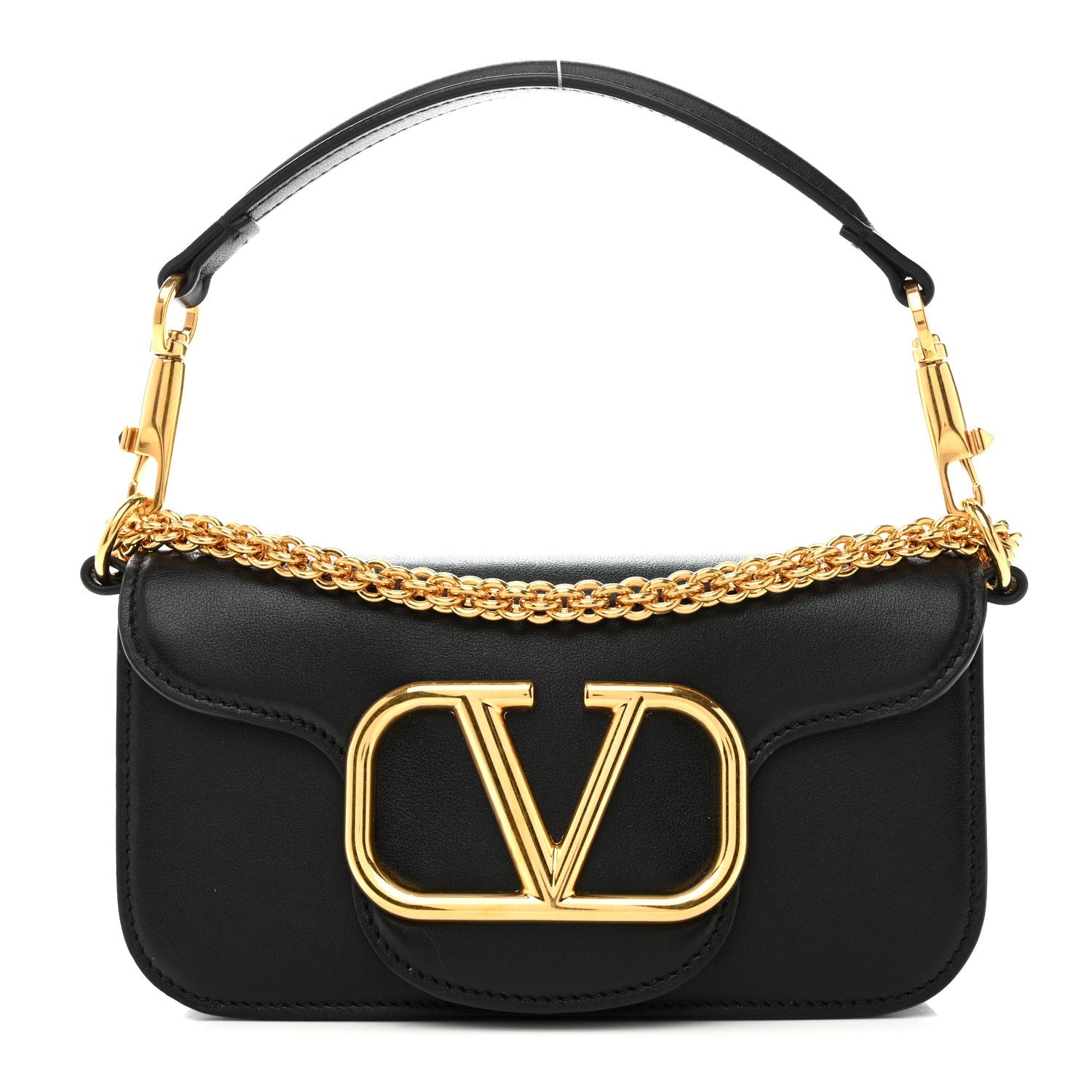 Calfskin Vlogo Small Loco Shoulder Bag Black