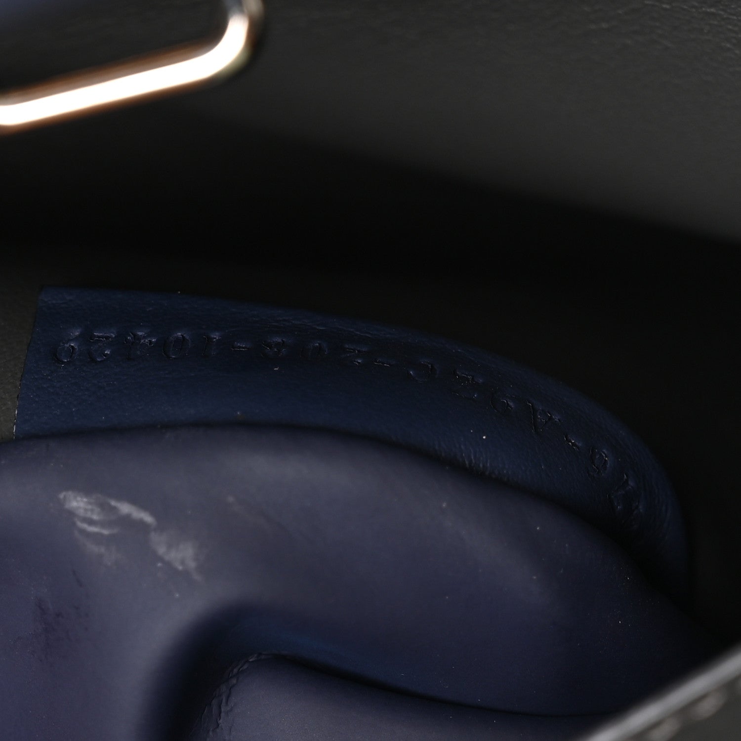 Calfskin Embossed Large Peekaboo Iconic Fit Satchel Blueberry