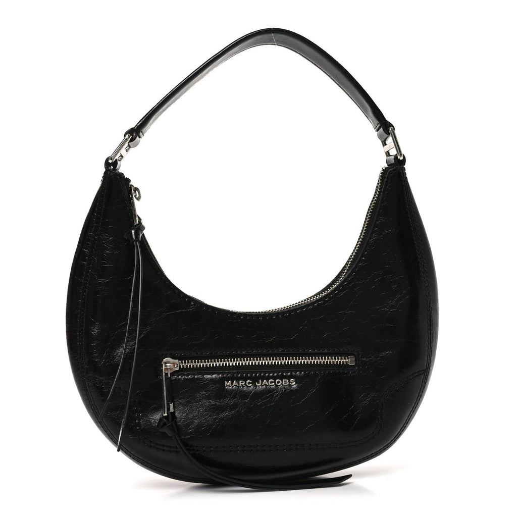 Crinkled Calfskin Crusier Crescent Bag Black