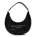 Crinkled Calfskin Crusier Crescent Bag Black