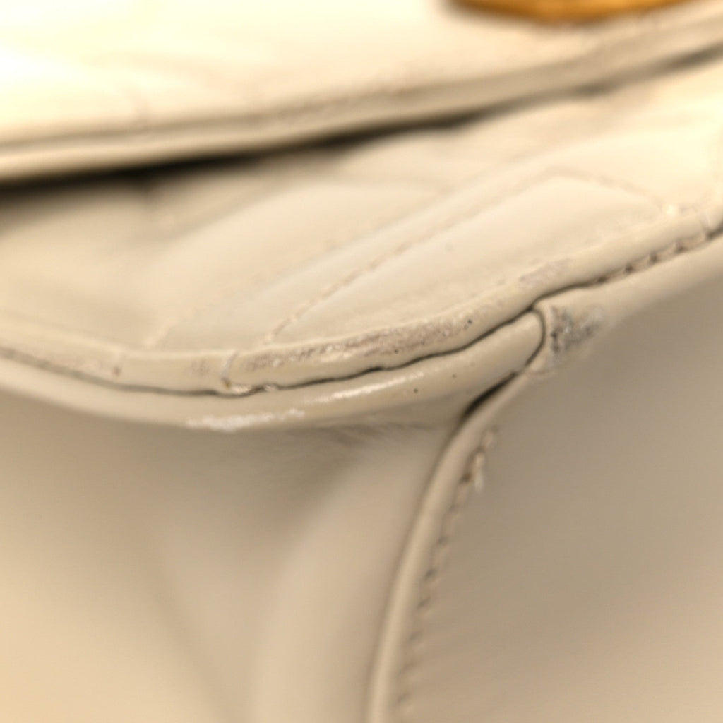 Calfskin Quilted Gancini Flap Bag Peony