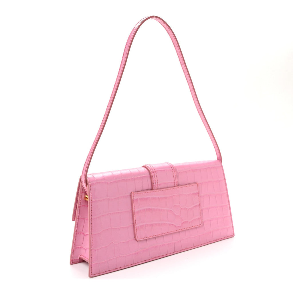 Calfskin Crocodile Embossed Le Bambino Long Pink