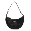 Soft Calfskin Arque Shoulder Bag Black