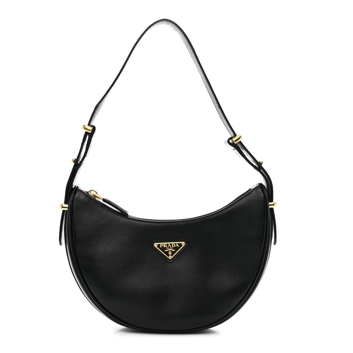 Soft Calfskin Arque Shoulder Bag Black