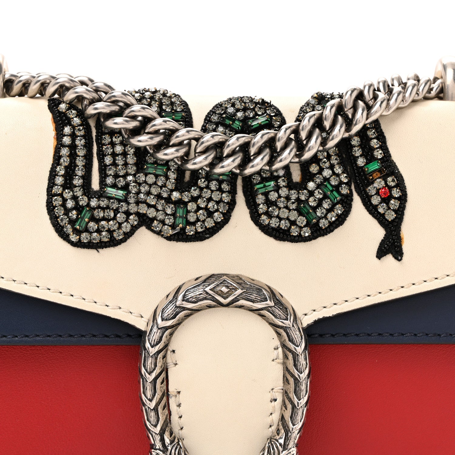 Calfskin Crystal Snake Embroidered Mini Dionysus Shoulder Bag Mystic White Hibiscus Red Blue Agata