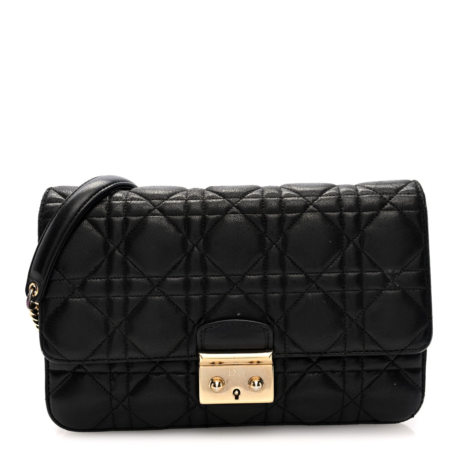 Lambskin Cannage Medium Miss Dior Flap Black