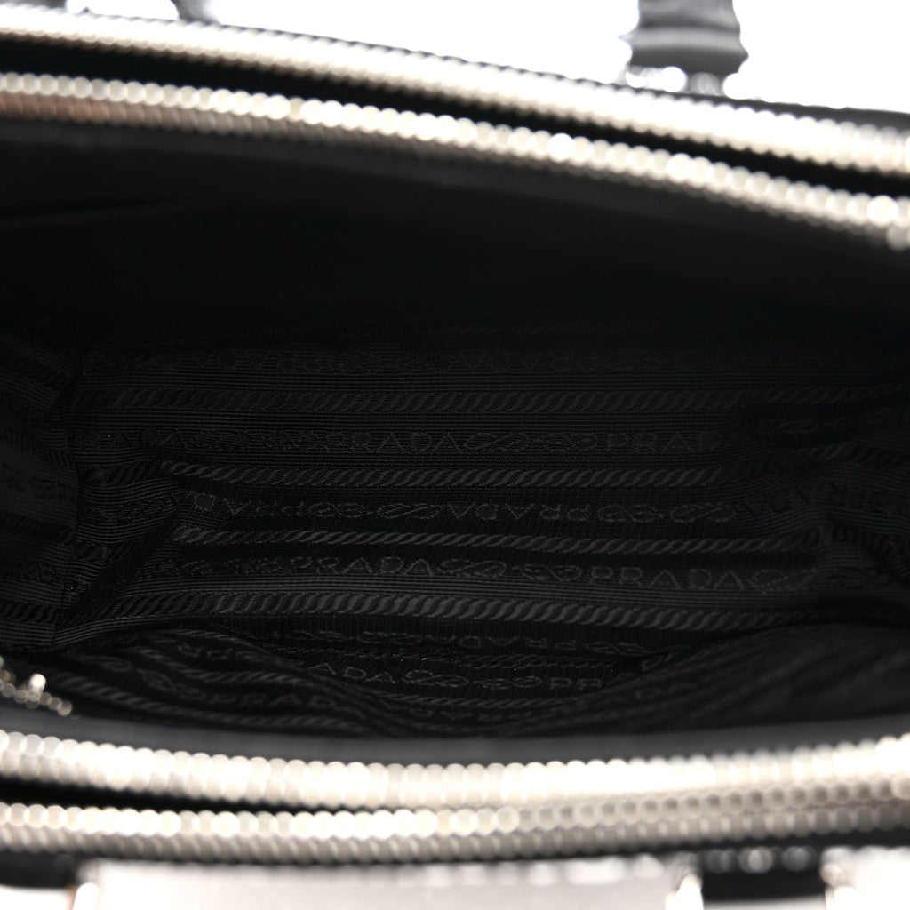 Satin Crystal Mini Galleria Double Zip Tote Metal