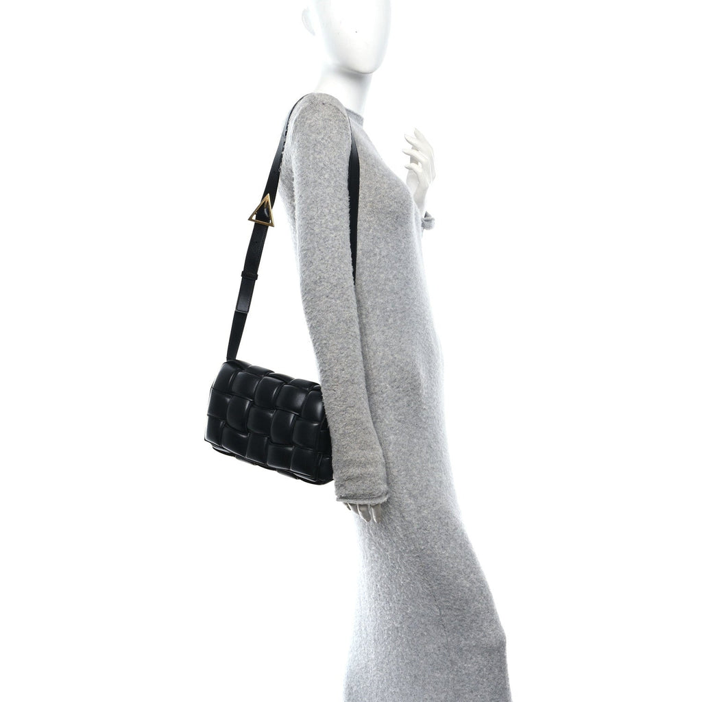 Nappa Maxi Intreccio Padded Cassette Crossbody Bag Black