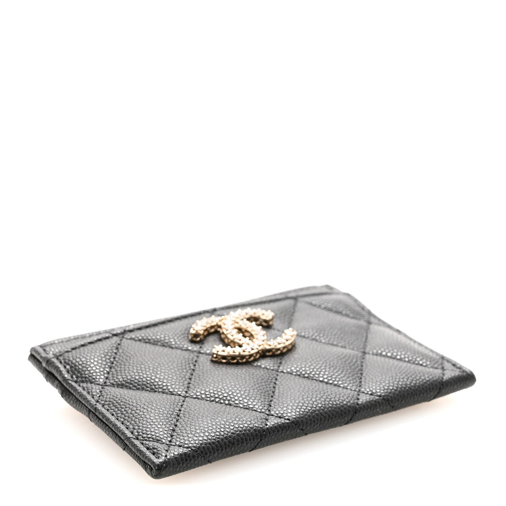 Caviar Quilted Crystal  Holder Black