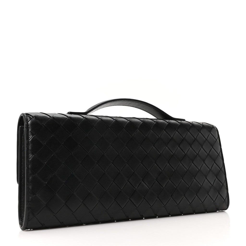 Nappa Intrecciato Long Andiamo Top Handle Clutch Black
