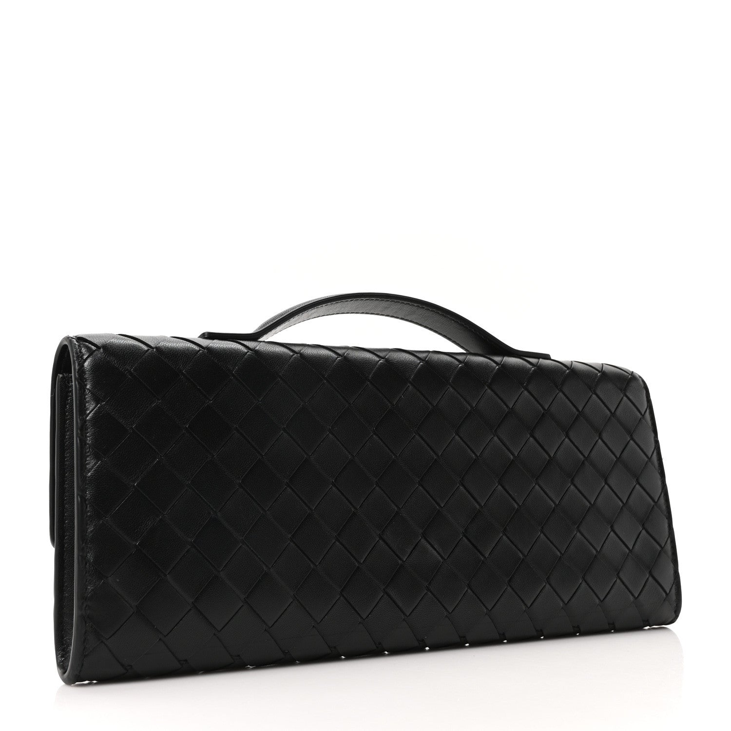 Nappa Intrecciato Long Andiamo Top Handle Clutch Black