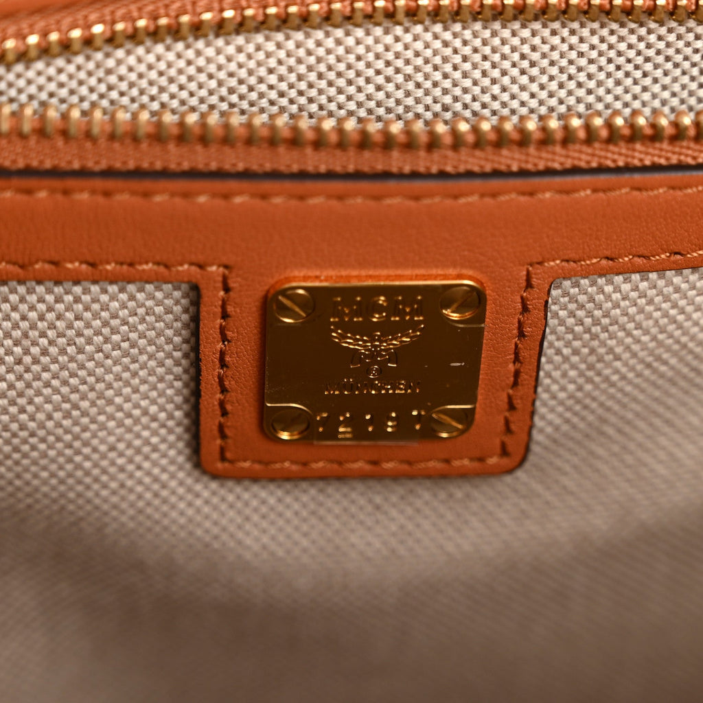 Calfskin Linen Large Munchen Tote Cognac