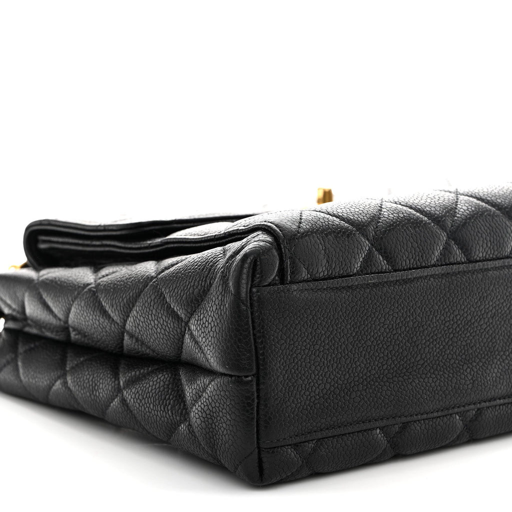 Caviar Quilted Flap Shoulder Bag Black