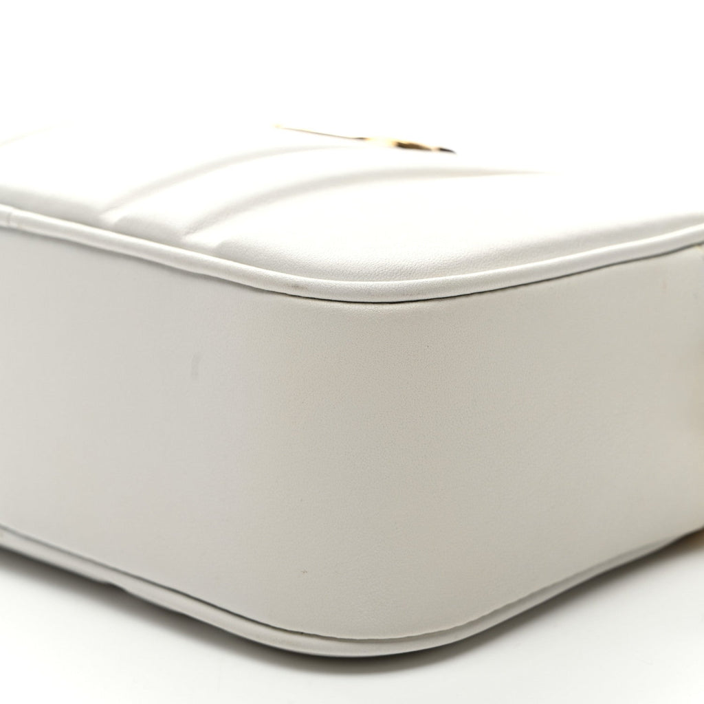 Calfskin Quilted Medium Gancini Camera Case Optic White
