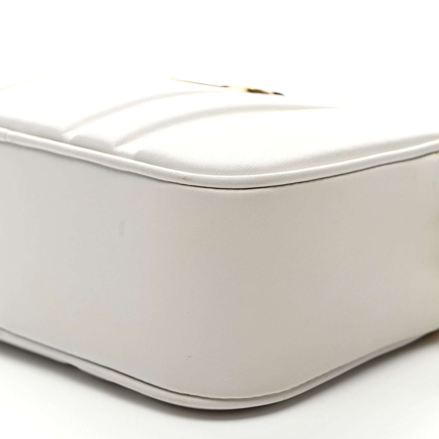 Calfskin Quilted Medium Gancini Camera Case Optic White