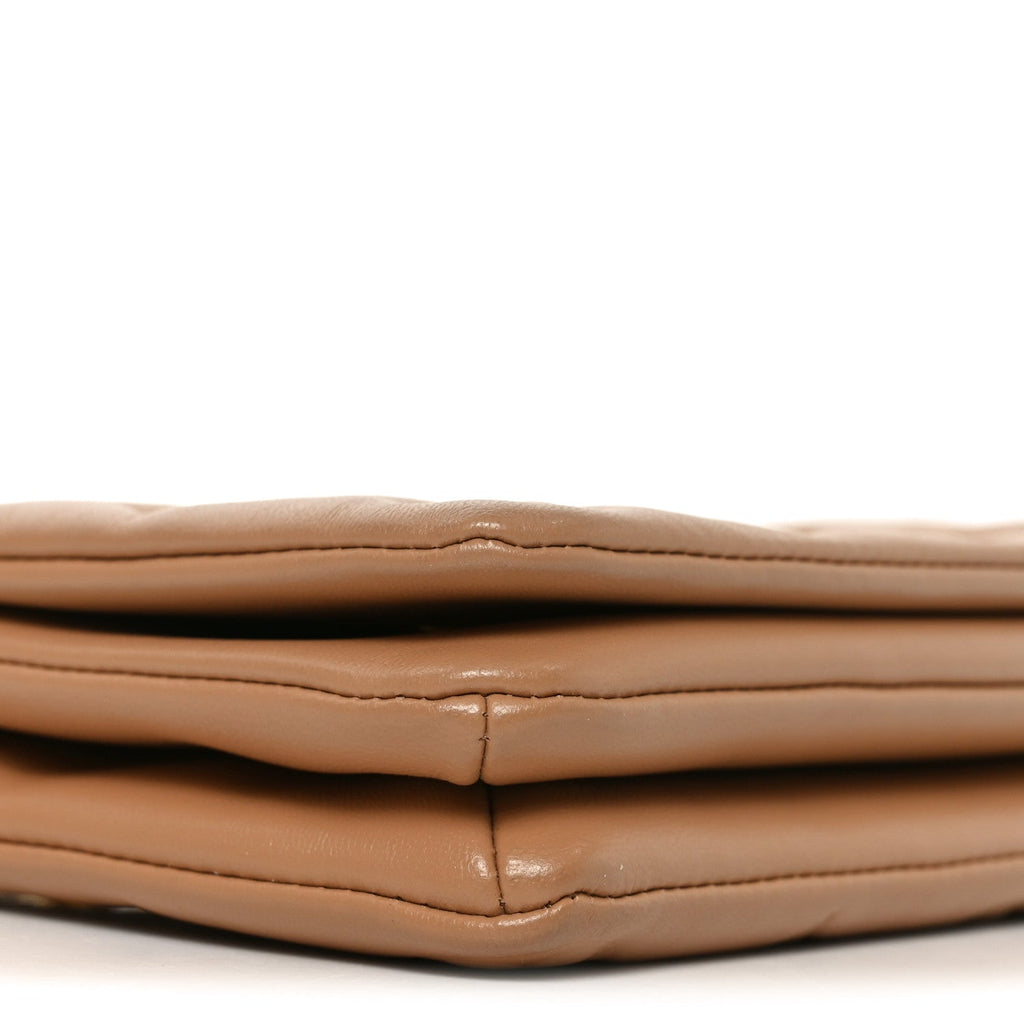 Lambskin Embossed Monogram Pochette Coussin Camel
