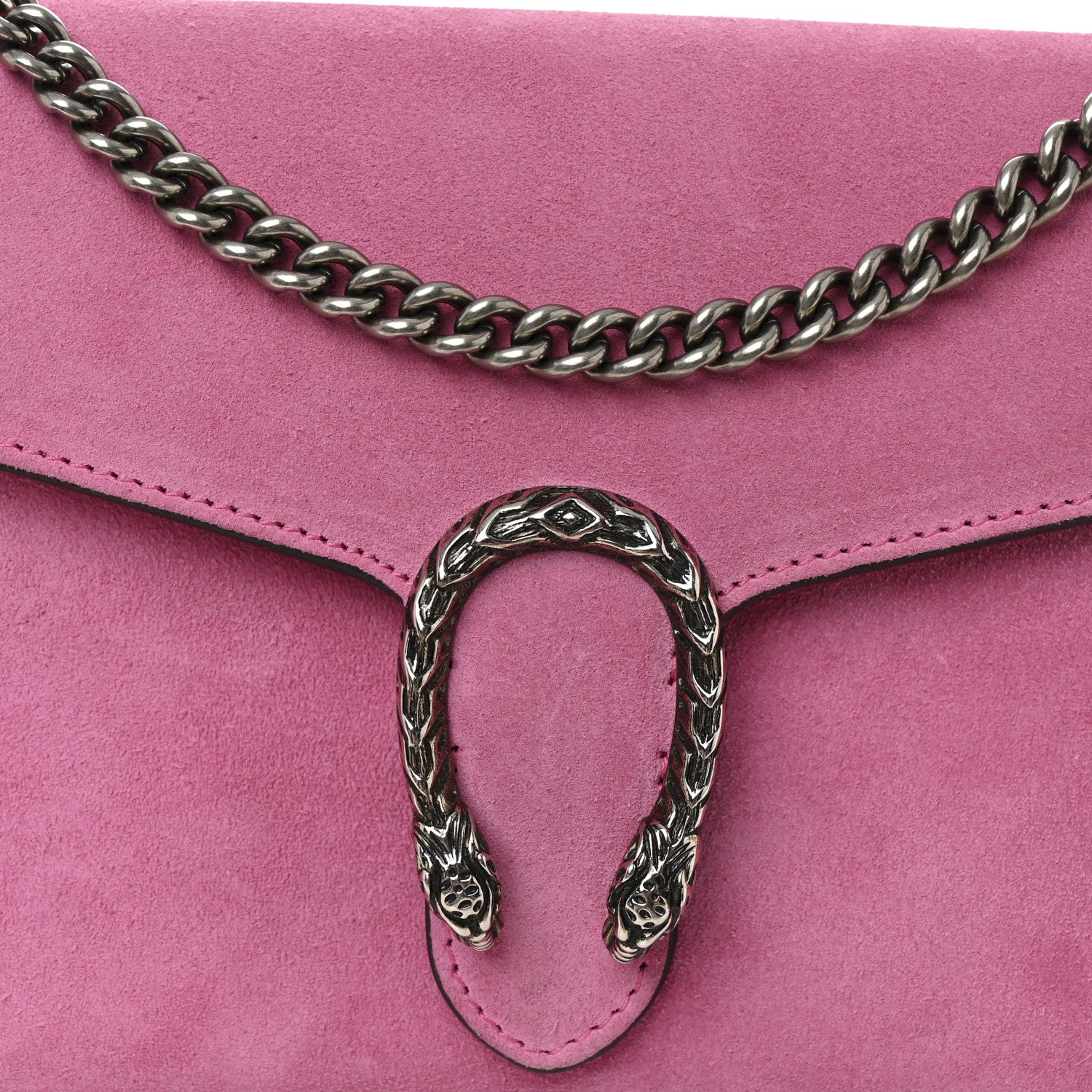 Suede Mini Dionysus Chain Wallet Pink Tropical Flower