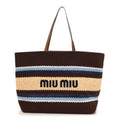 Raffia Effect Crochet Large Woven Tote Cocoa Brown Celeste Natural