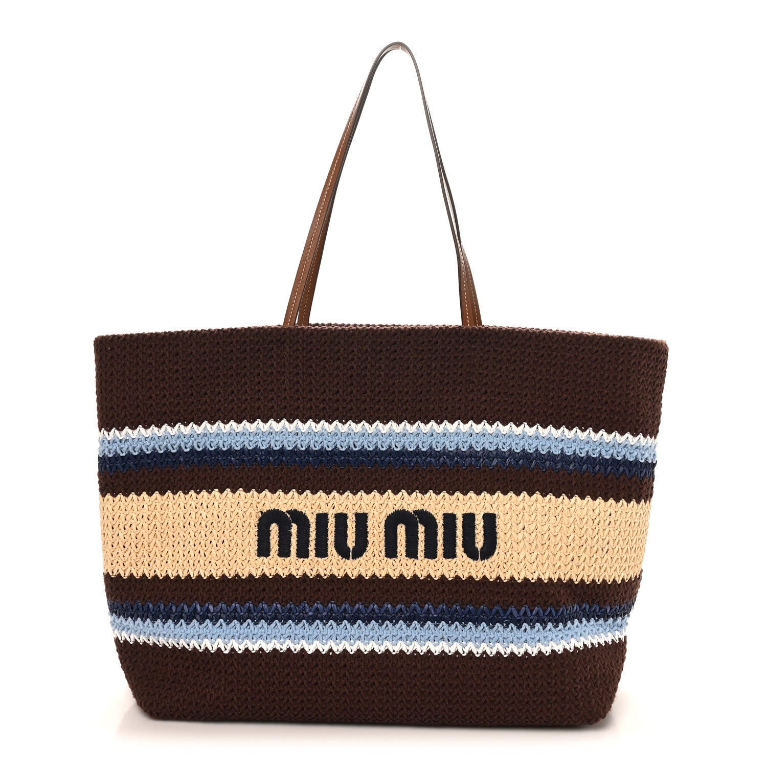 Raffia Effect Crochet Large Woven Tote Cocoa Brown Celeste Natural