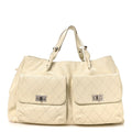 Glazed Caviar Reissue Double Pocket In the City Tote White