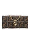 Vitello Soft F is Fendi Bi-Color FF 1974 Embossed Continental Envelope Wallet On Chain Maya Black