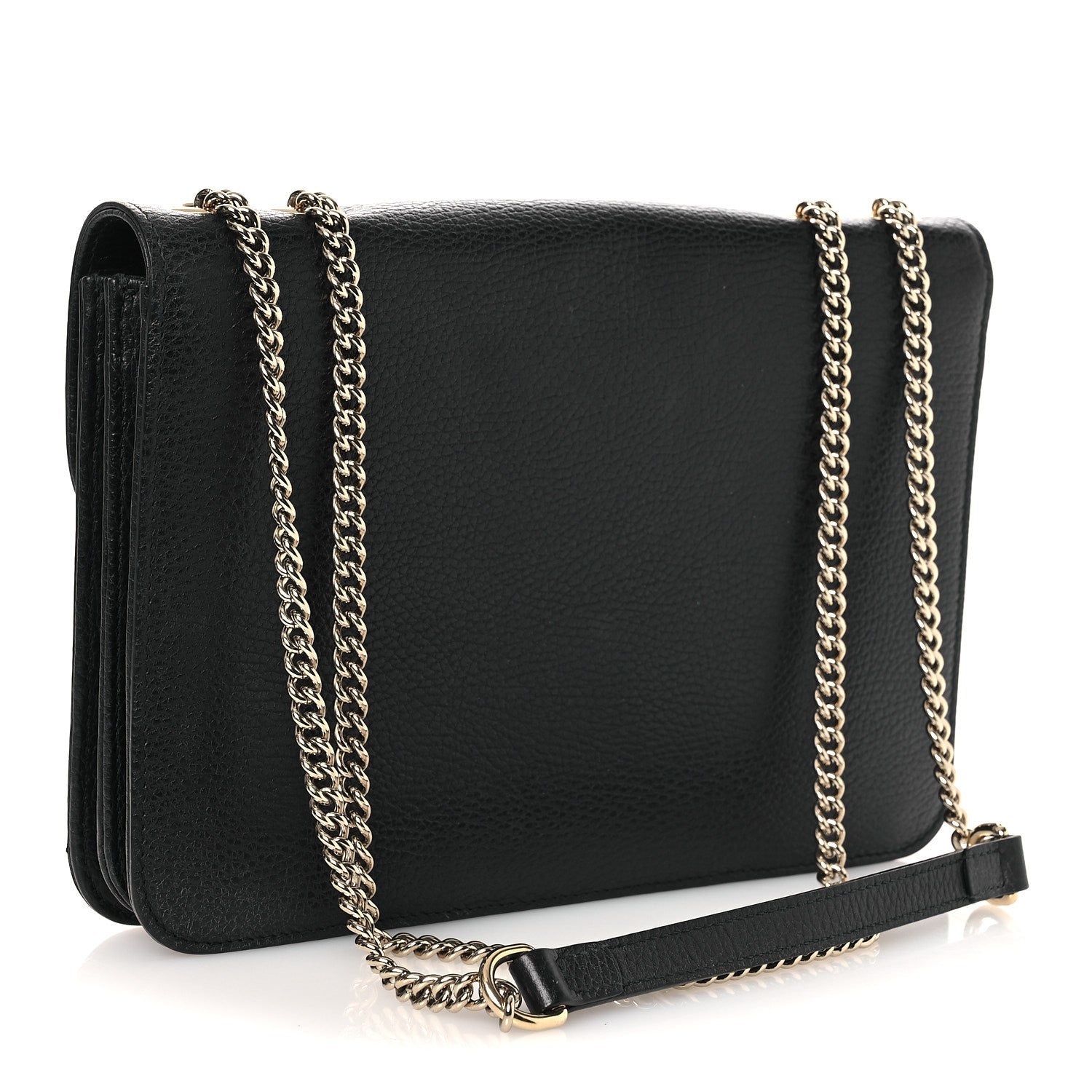 Dollar Calfskin Interlocking G Shoulder Bag Black