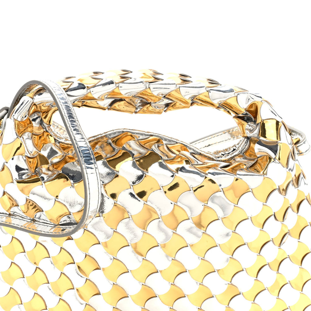 Metallic Lambskin Intrecciato Mini Hop Silver Gold