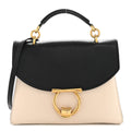 Calfskin Small Margot Top Handle Satchel Bone Black