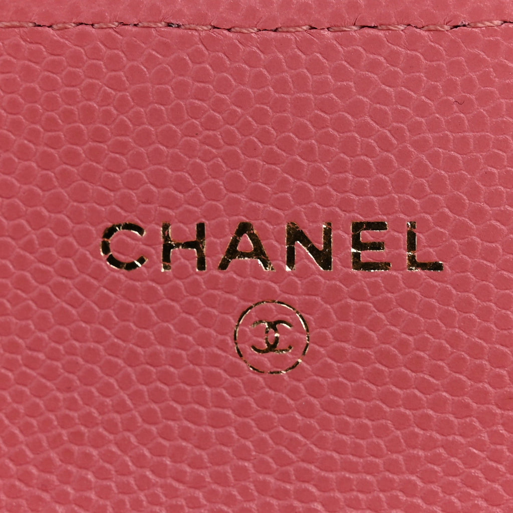 Caviar Quilted Flap  Holder Wallet Pink