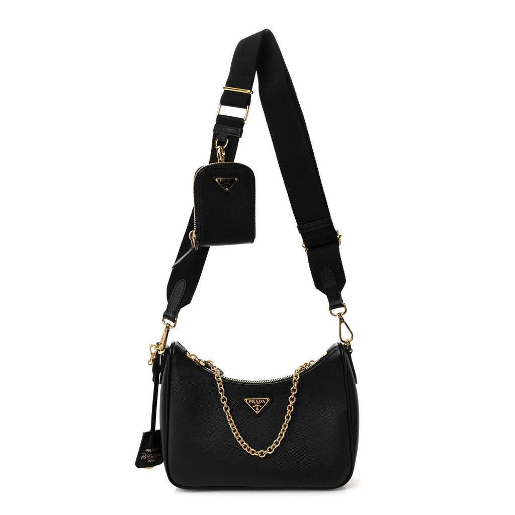 Saffiano Lux Re-Edition 2005 Shoulder Bag Black