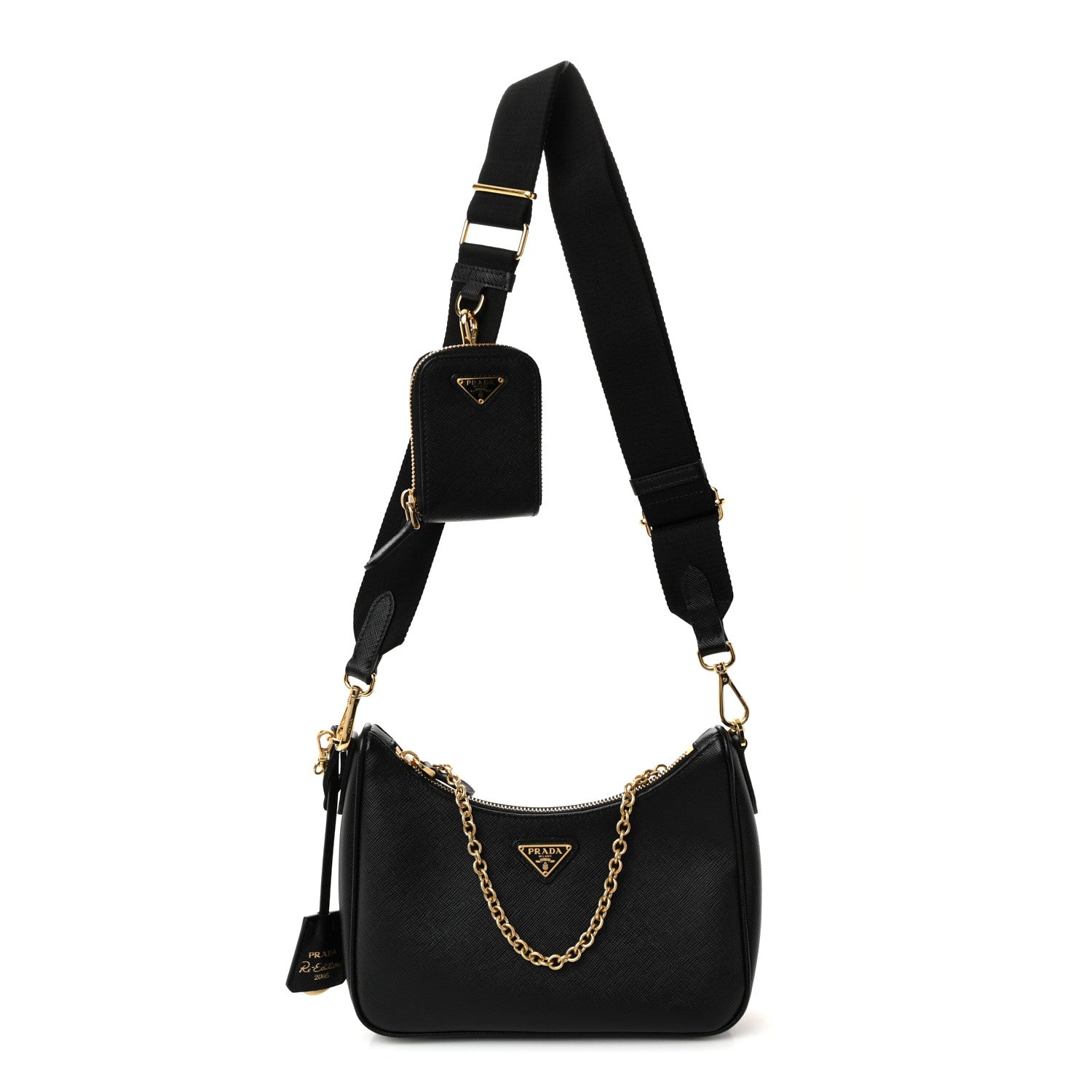Saffiano Lux Re-Edition 2005 Shoulder Bag Black