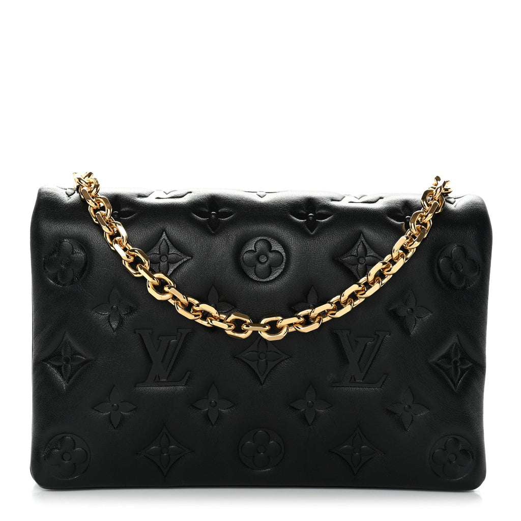Lambskin Embossed Monogram Pochette Coussin Black