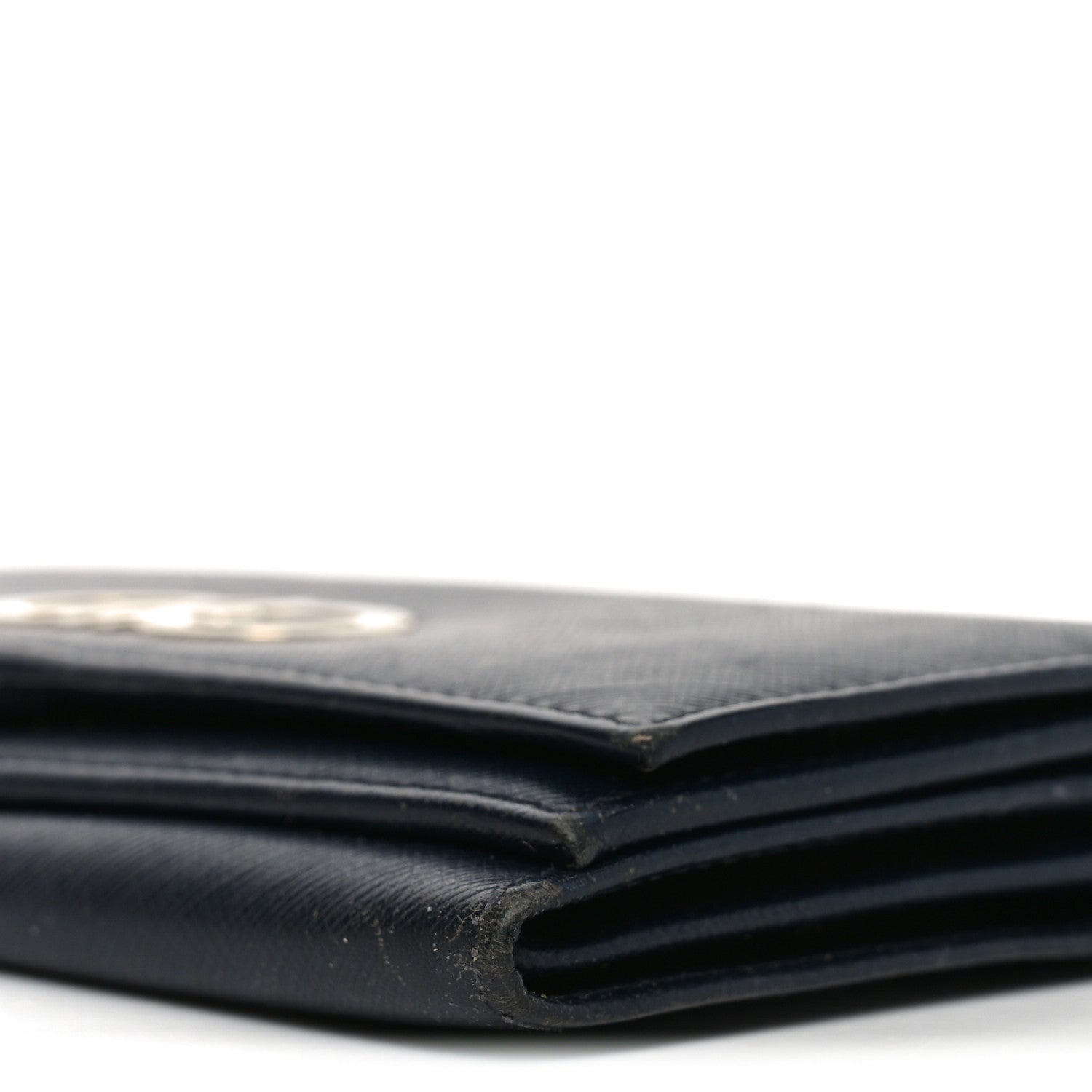 Hammered Calfskin Gancini Wallet Blue