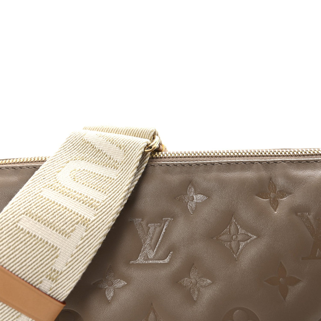 Lambskin Embossed Monogram Coussin PM Taupe
