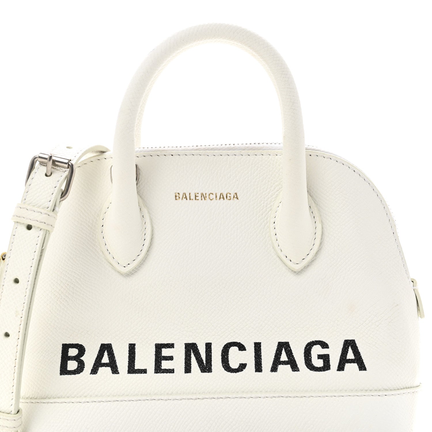 Grained Calfskin XXS Ville Top Handle Bag White Black