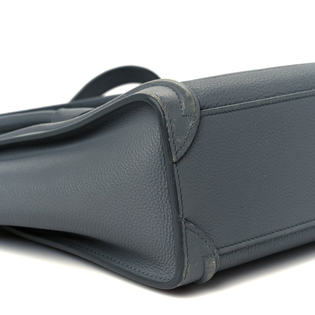 Drummed Calfskin Nano Luggage Kohl