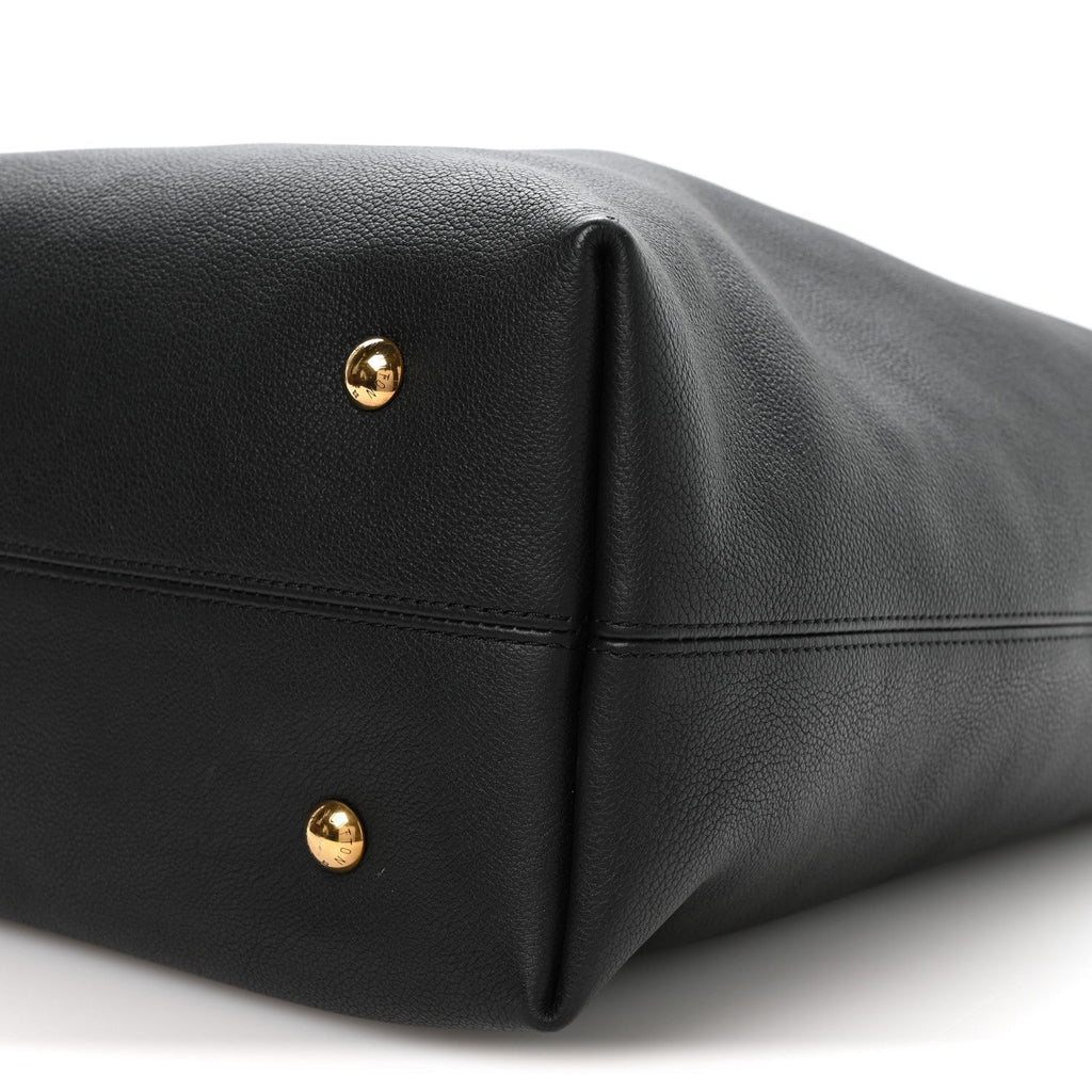Grained Calfskin Low Key Hobo MM Black