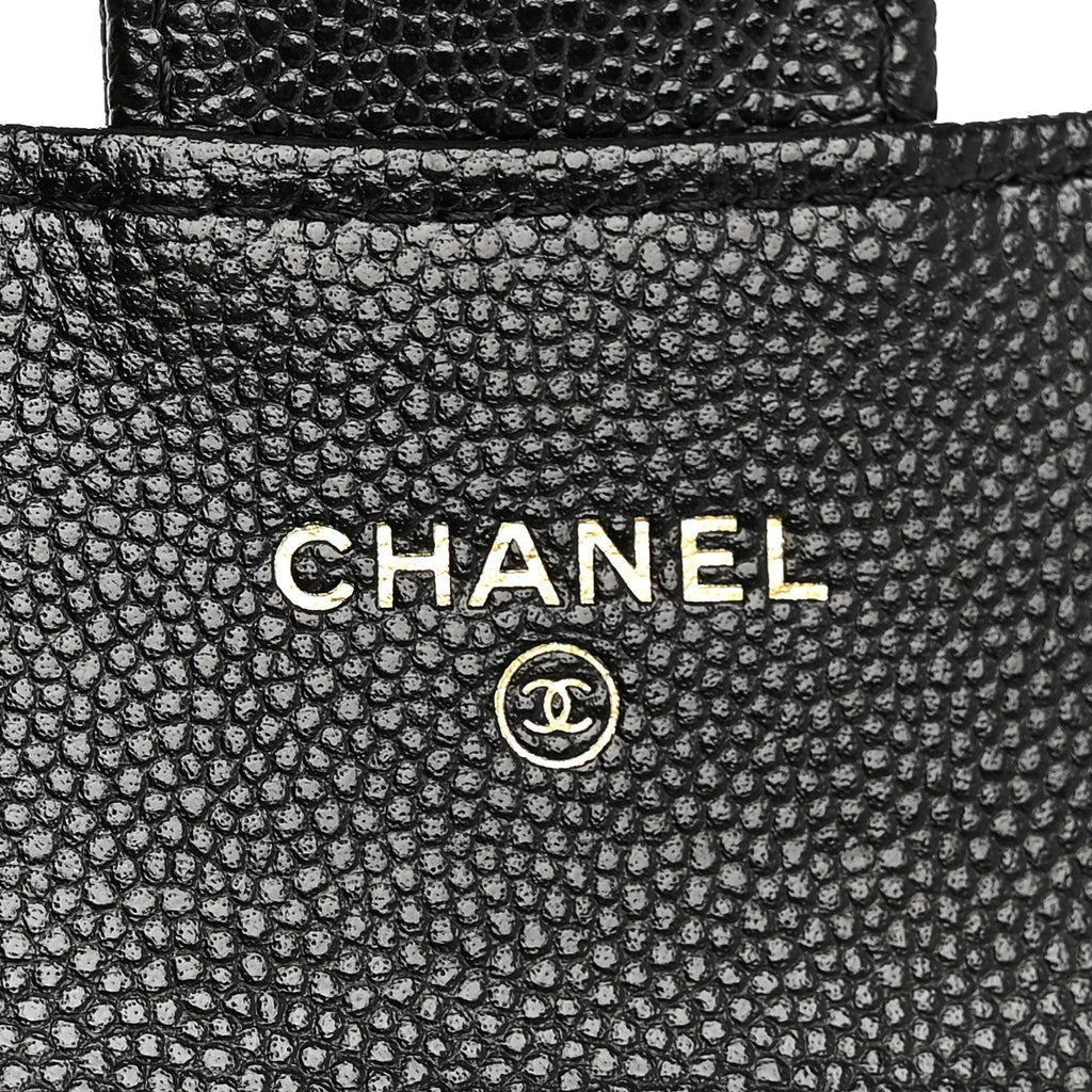 Caviar Quilted Flap  Holder On Chain Black