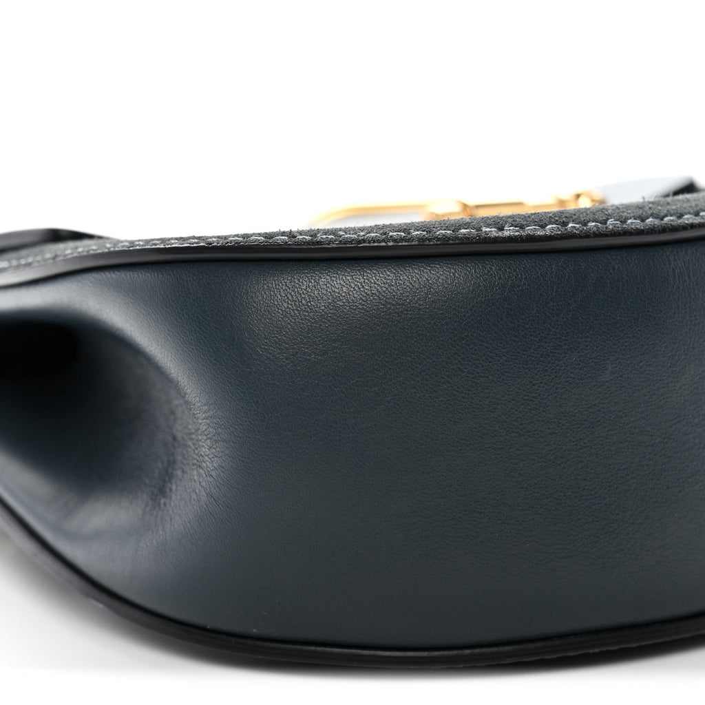 Suede Smooth Calfskin Mini Drew Shoulder Bag Cloudy Blue